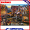 Riverside Town No Frame Picture By Number DIY Art Digital Coding Oil Painting