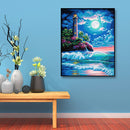 Lighthouse Full Moon 5D DIY Full Square Diamond Painting Digital Coloring M