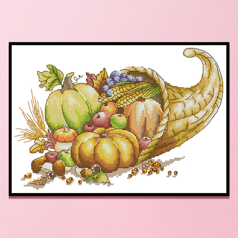 2 Strands Harvest Basketball Partial Embroidery Stamped Cross Stitch Home Decor Gift