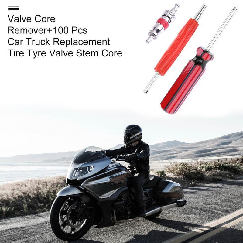 100pcs Car Motorcycle Bicycle Tire Schrader Valve Cores+ 2 Remover Tools Newly