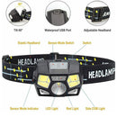 LED USB Headlight Fishing  Head Lamp Sensor Head Torch Super Bright Headlamp