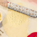Wooden Christmas Gift Embossed Rolling Pins Embossing Baking Cookies Cookie