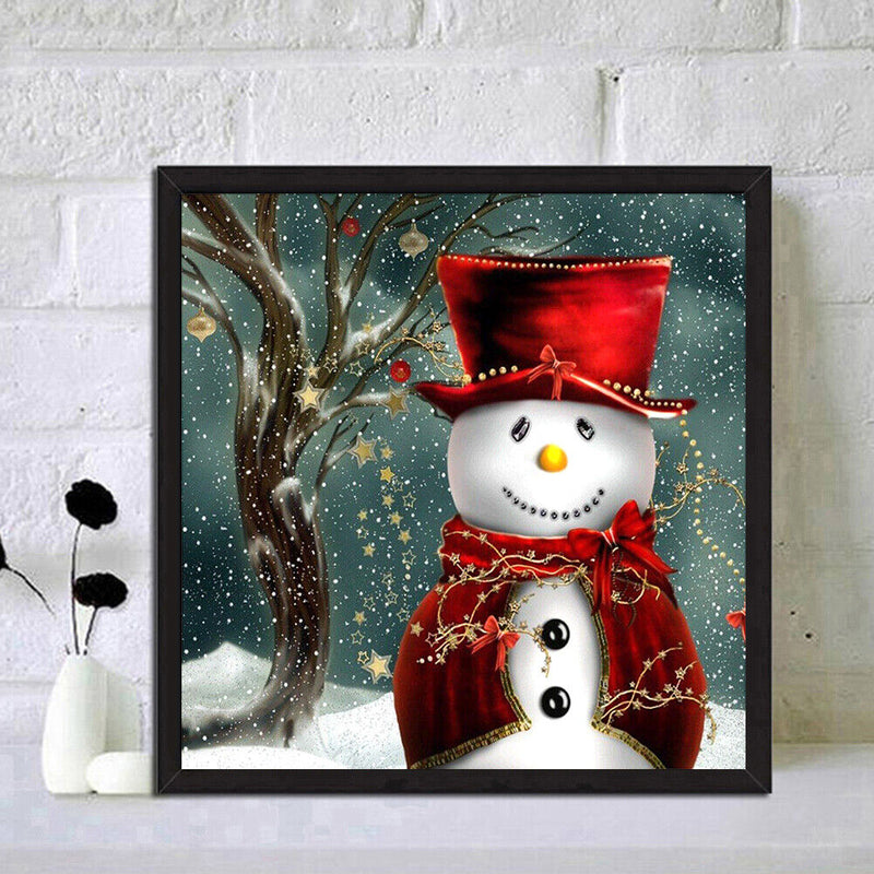 Canvas Painted Oil Paint By Numbers Snowman Red Hat DIY Bedroom Wall Arts Newly