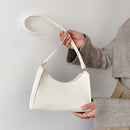 Women Felt Solid Color Shoulder Bag Casual Zipper Messenger Bag (White)