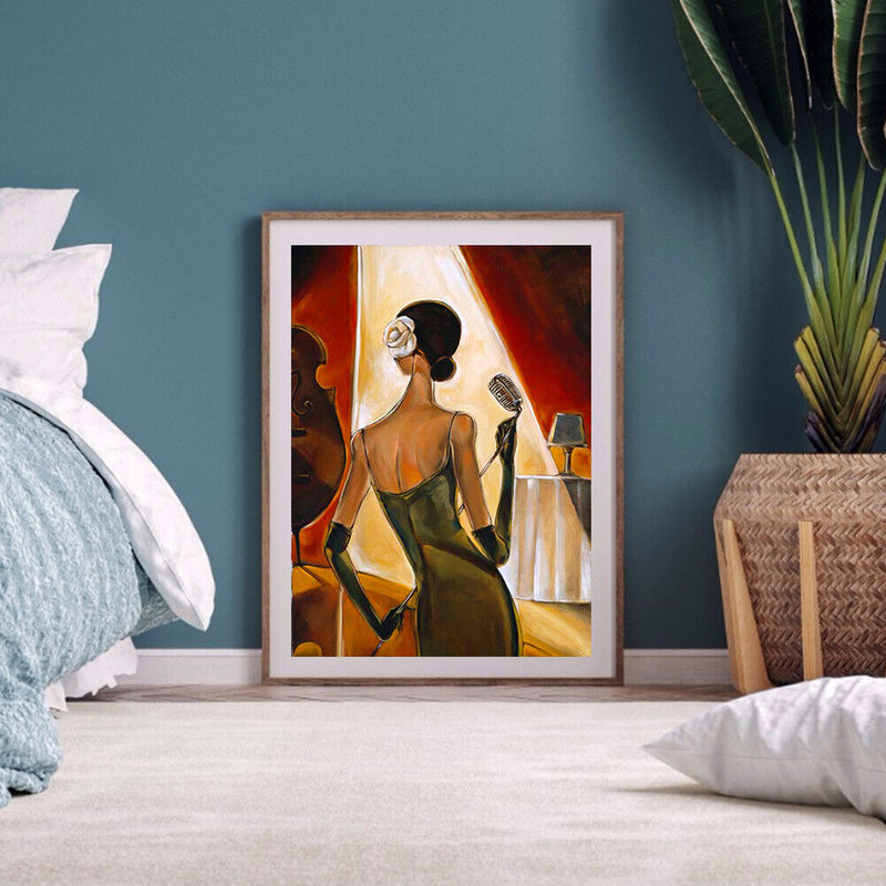 Women Singer Wear Dress Frameless Digital Paint Hand Painted Oil Picture Deco