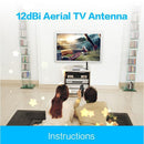 12dBi 50 Miles 1080P TV Antenna Digital HDTV Receiver Aerial for Indoor