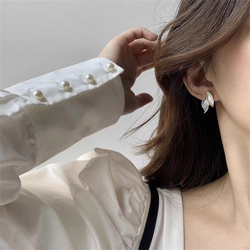 Style Women Leaf Stud Earrings Ear Studs Leaf Ear Thread Jewelry Accessories