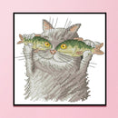Cotton Thread Fish in Eyes Partial Cross Stitch Stamped Embroidery Handicraft