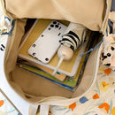 Women Cute Hit Color Backpack Student Canvas Knapsack with Pendant (Black) Newly