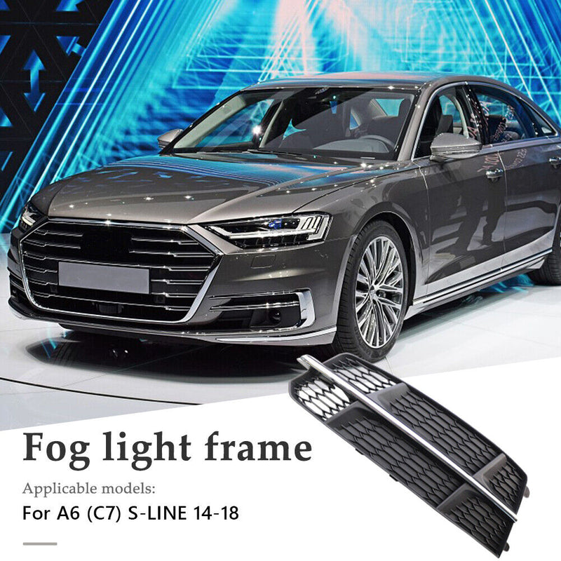 Car Front Bumper Fog Light Grill for A6 (C7) S-LINE 14-18 Lamp Cover Grill Kit