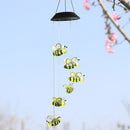 Solar Power Wind Chime Lamps Honey Bee Outdoor Hanging Light Home Garden Decor