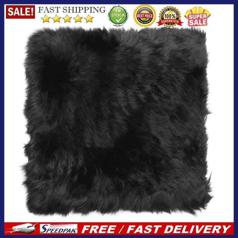 Winter Car Seat Cushion Faux Fur Seat Pad Home Office Chair Mat (Black)