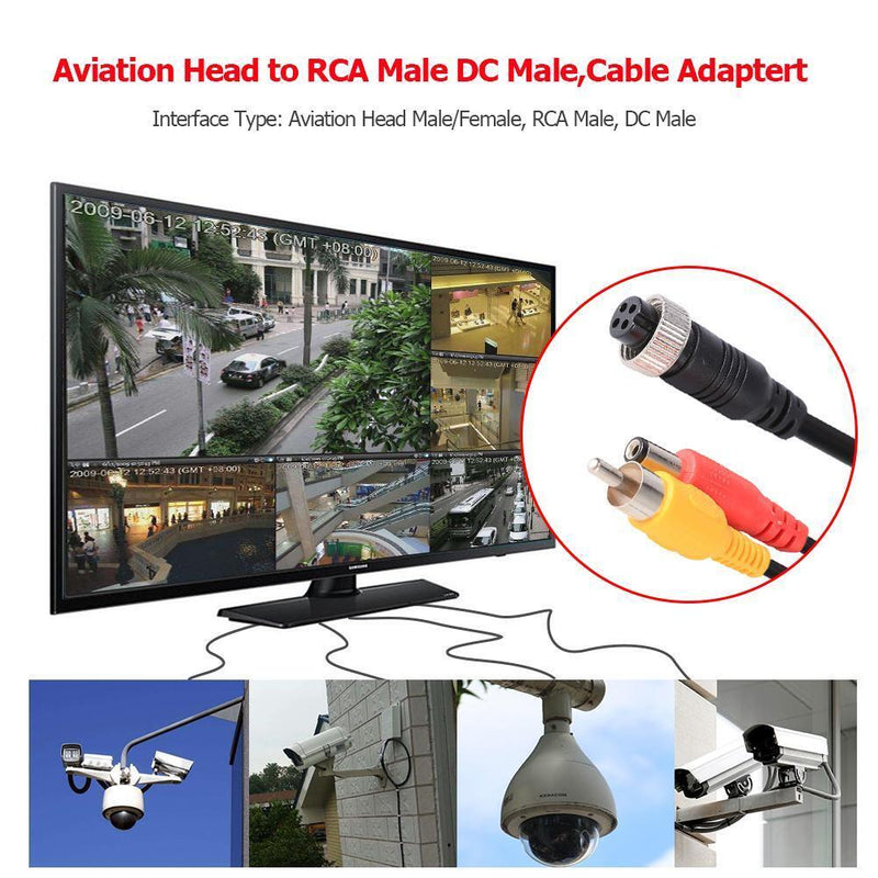 Aviation Head to RCA Male DC Male Extension Cable Adapter for Camera (B) Newly