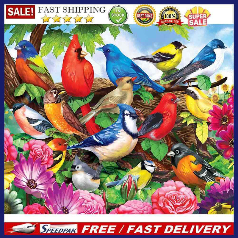 DIY Bird Flower Oil Paint by Numbers Kit Drawing on Canvas Pictures Home Deco