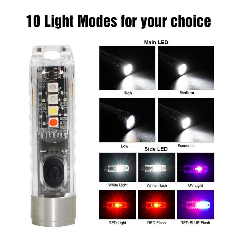 Keychain LED Flashlight Mini Pocket Torch for Outdoor EDC Emergency (White)