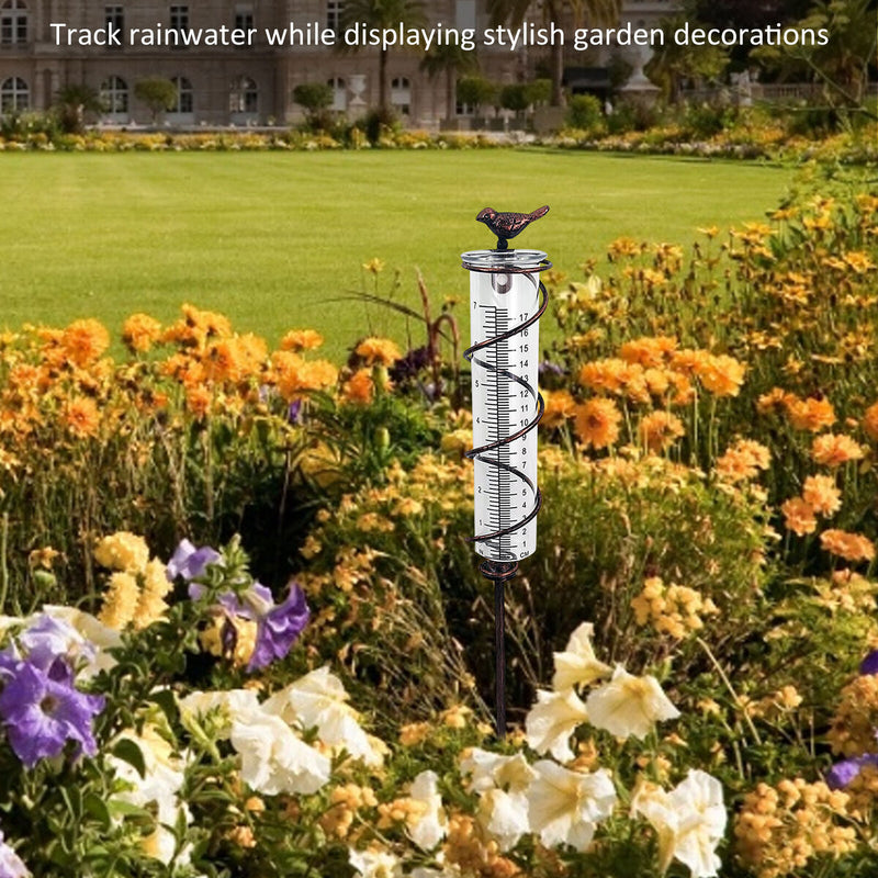 Glass Spiral Rain Gauge - Outdoor Yard Waterproof Hanging Decorative Rain Gauge