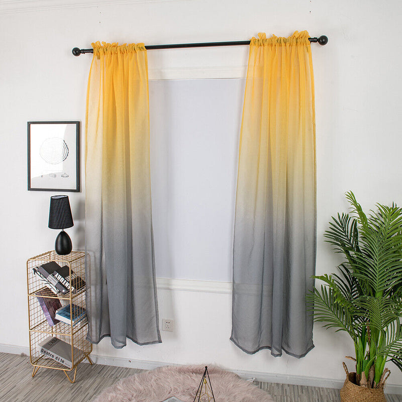 1x2.7m Gradient Tulle Curtain for Living Room Sheer Drapes Hotel Home Decorat