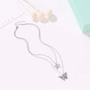 Two-layer Necklace Hollow Butterfly Pendant for Women Long Chunky Choker Jewe