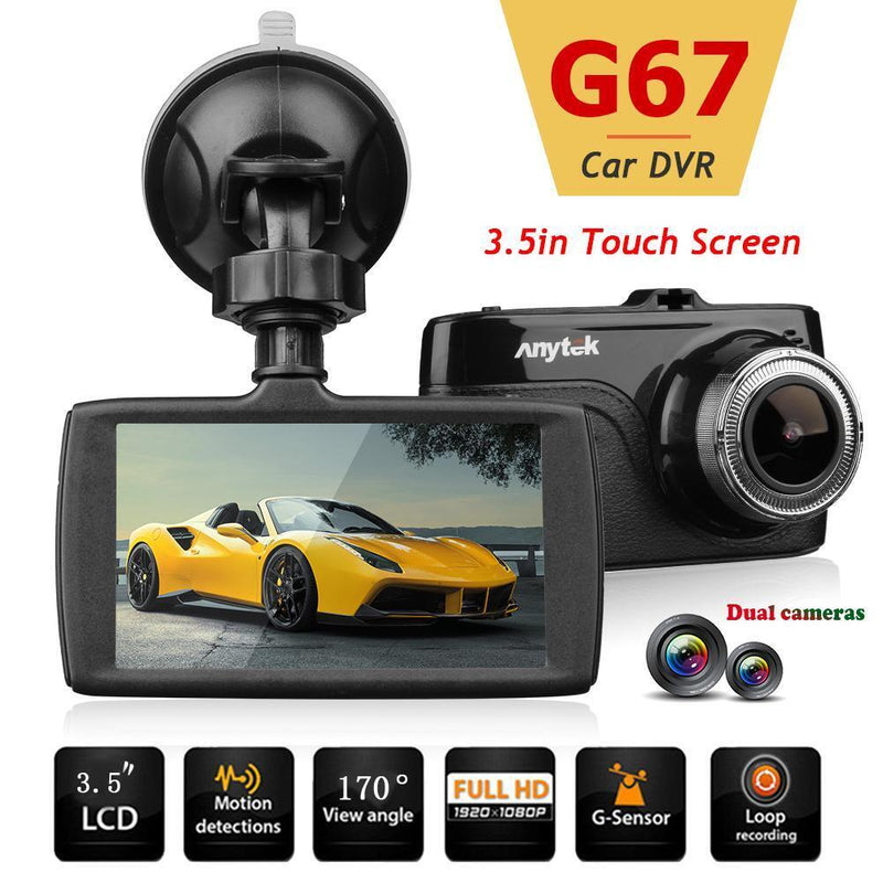 Anytek G67 3.5in Touch Screen Dual Lens FHD 1080P Car DVR Camera Dash Cam
