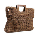 Retro Big Totes Women Woven Shoulder Handbags Top-handle Bags (Dark Brown)