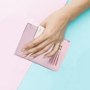 Tassels Women Short Wallet PU Leather Clutch Card Bag Female Purse (Purple)