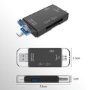 6 in 1 OTG USB 3.0 Type-C Card Reader for Secure Digital/TF Cards (Black)