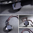 Jewelry Blessing Black Lucky Amulet Necklace Hexagram Shape Obsidian Pendant