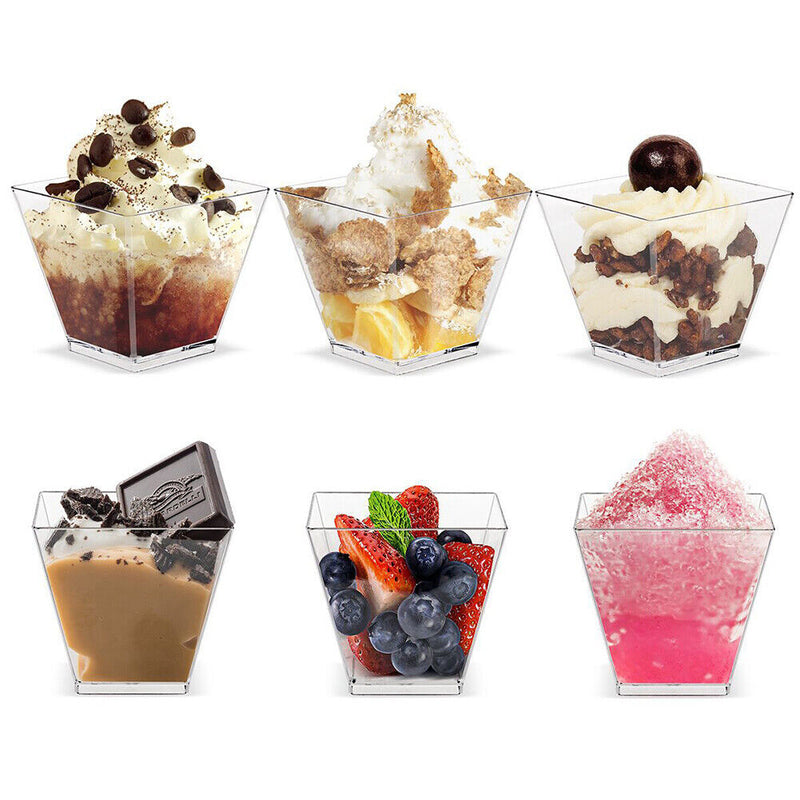 50pcs Dessert Clear Cup Reusable Accessories Cake Cup for Tasting Pudding Yogurt