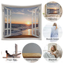 Window Beach Hanging Tapestry Wall Background Cloth Home Decor (100x75cm)