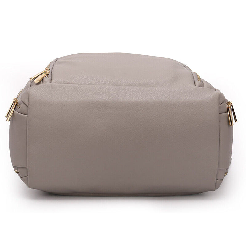 PU Large Capacity Diaper Bag Mommy Bag Backpack for Travel Totes (Grey)