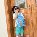 Dinosaur Kids Backpack Kindergarten Nylon Casual School Bag (Light Blue) Newly