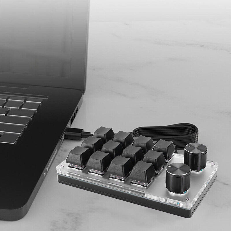 Macro Bluetooth-compatible Keyboard Programmable Mechanical Keypad (Black)