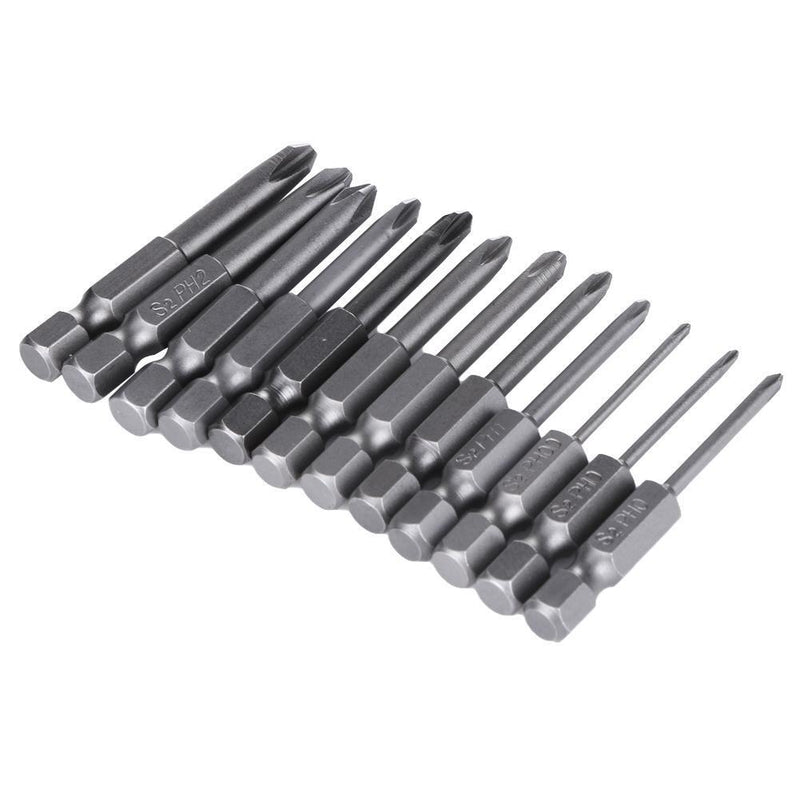 12pcs 50mm 1/4 Inch Hex Shank Magnetic Phillips Cross Screwdriver Bits