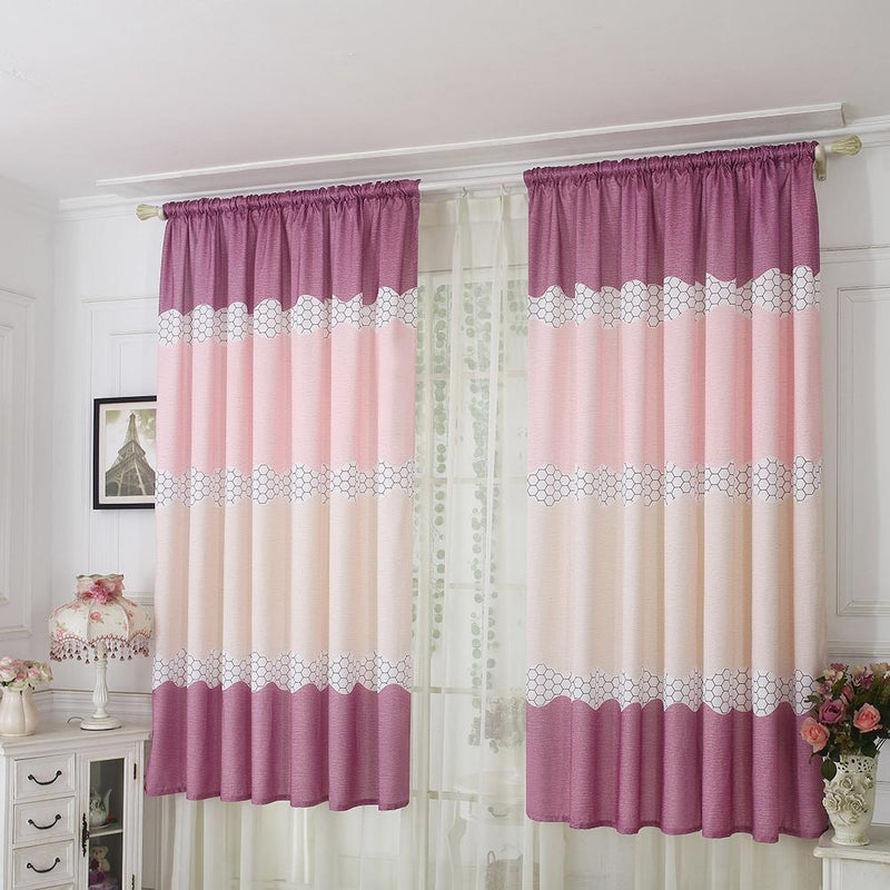 Geometry Semi Blackout Curtains Home Windows Tulle Sheer Drape (Purple Red