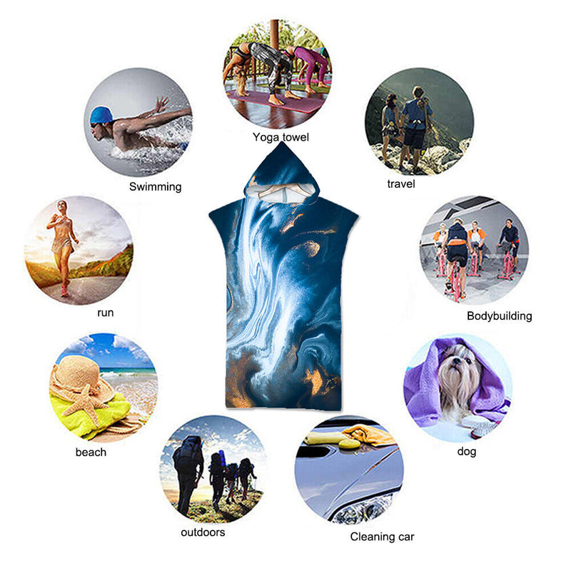 Hooded Cloak Beach Towel Printed Swimming Bath Towel Microfiber Bathing Bathr