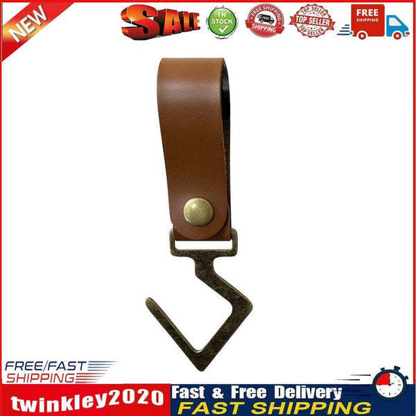 Camping Leather Hook S Type Clothes Storage Racks Pot Pan Hanger (Brown) Newly