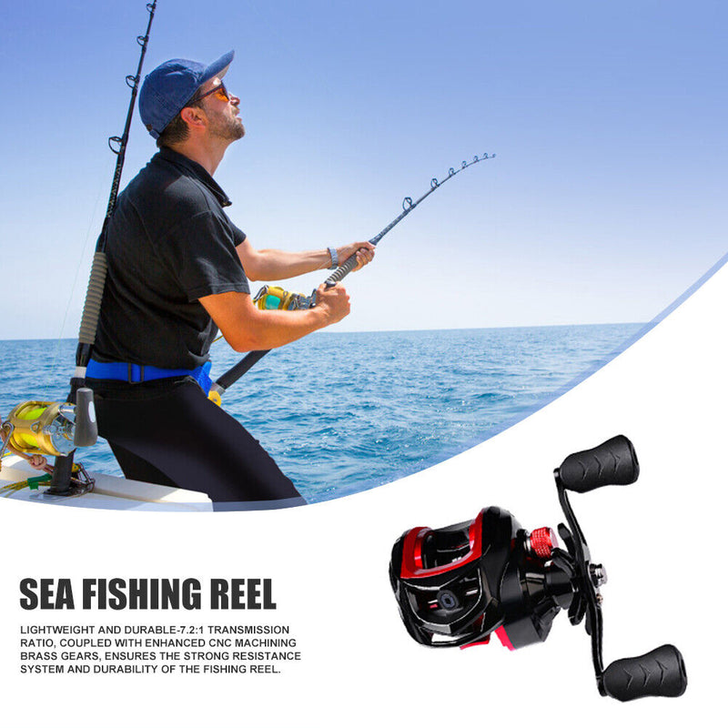 7.2:1 High Speed Baitcasting Wheel Spool Saltwater Freshwater Fishing Tackle