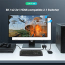 HDMI-compatible 2.1 Switcher Adapter 4K 8K 1x2 2x1 Splitter for PS4 Switch
