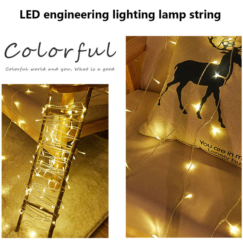 LED Fairy String Lights Waterproof Christmas Tree Wall Bedroom Decor (Warm)