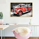 Fire Truck 5D DIY Full Round Diamond Painting Picture Rhinestone Handwork K