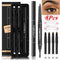 Eyebrow Pencil With 5 Colors Refill Lead 3 Pcs Eyebrow Stencils Brow Tattoo Pen
