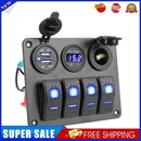 4 Gang Rocker Switch Panel Outlet Combination Switch (Blue Digital Display)