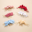 Jewelry Crystal Hair Combs Red Flower Hair Pin  Bridal Clips Bridesmaid Tiara