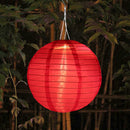 8 inch LED Round Solar Lantern Waterproof Pendant Garden Decor (Rose Red) Newly