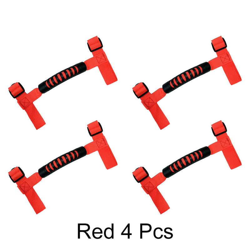 4pcs Car Roll Bar Grab for Jeep Wrangler TJ CJ YJ JK JL 1955-2021 (Red) Newly