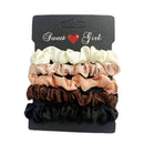 6pcs Silky Satin Hair Scrunchies Elastic Solid Color Hair Tie#