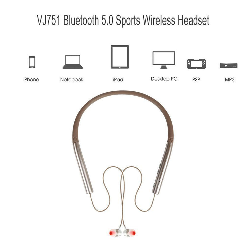 VJ751 Wireless HiFi Bluetooth 5.0 Mic Earphones Sport Super Bass Mic Headphones