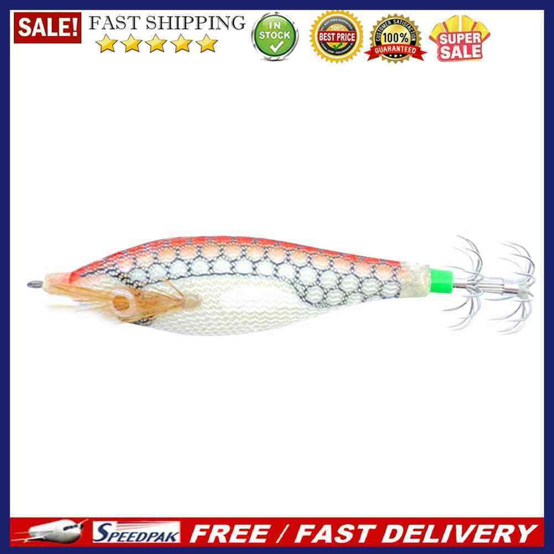 Luminous Artificial Jigs Fishing Lures Cuttlefish Catcher Tackle (Orange White)