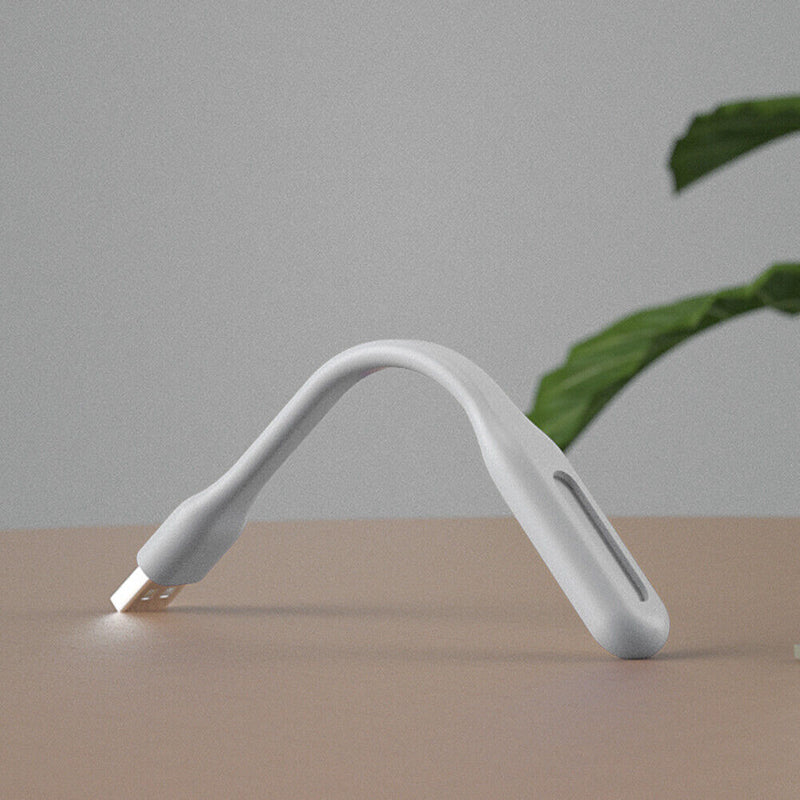 LED USB Night Light Desk Book Light Portable Lamp Bendable Lighting (White)