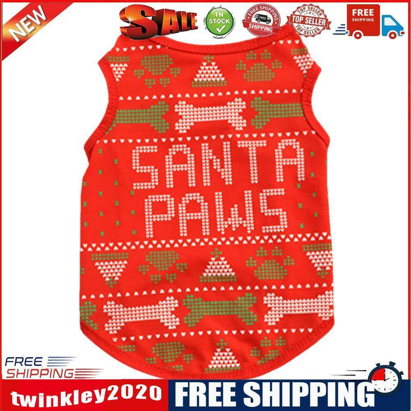 Cartoon Christmas Cotton Puppy Pets Dogs Costume T-Shirts (Bone Printing XS